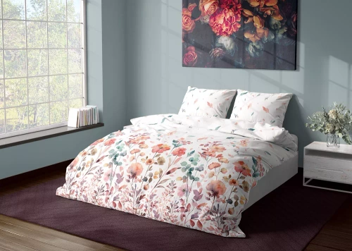 Milargo Verde 001 Pościel satynowa kwiaty Faro różowy