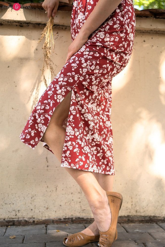 Sukienka ciążowa i do karmienia Two Ways LONG Milk&Love miętowa w magnolie i ptaki