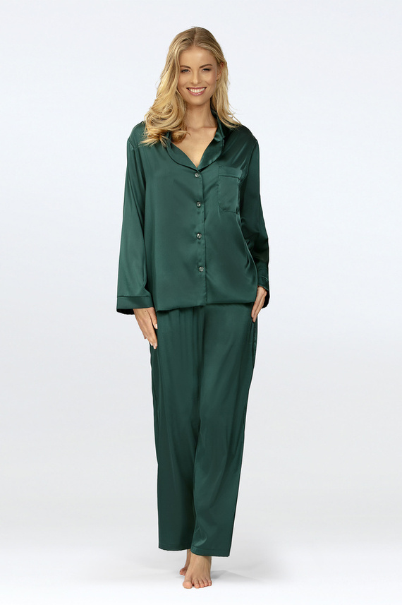 Amina satynowy komplet damski DKaren - zielony