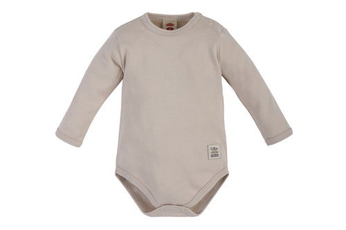 03244DRG "Giraffe" Body niemowlęce z długim rękawem Makoma gładkie beżowy