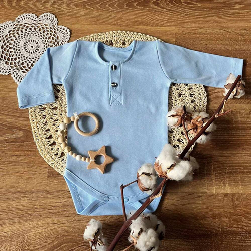 BP008 Body polo z długim rękawem Mamatti - niebieski