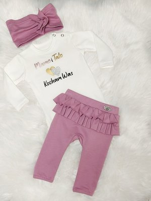 "Mamo i Tato Kocham Was" Body z długim rękawem Bambarillo - ecru