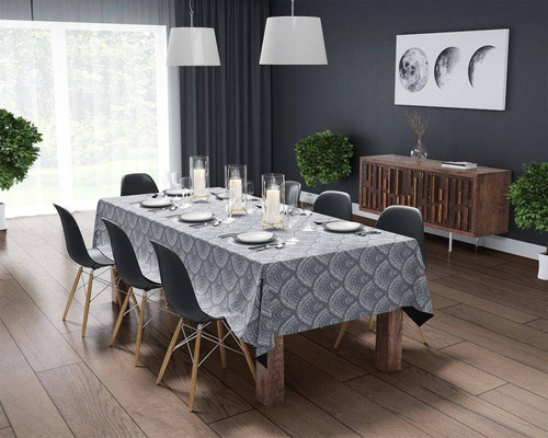 4133 A Panama 98 obrus dekoracyjny Detexpol szary biały rozety