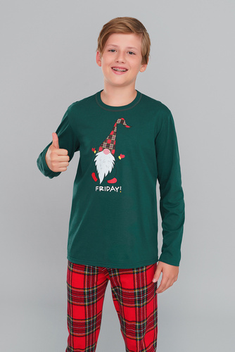 Narwik Piżama chłopięca Italian Fashion- czerwony/druk 