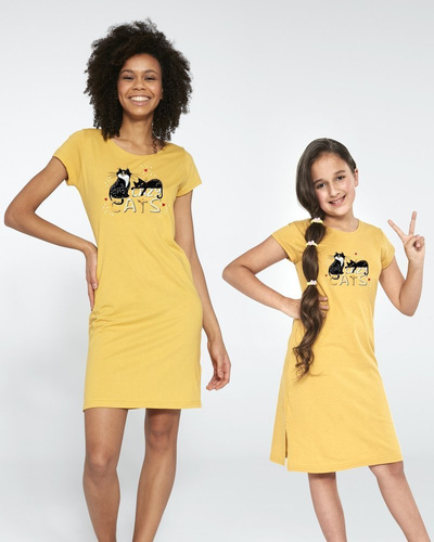 494/90, 493/90 Cats 2 Koszula dziewczęca Cornette - żółty