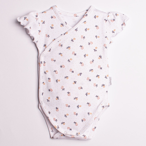 220094 Body bawełniane dla dziewczynki, krótkie rękawy, kwiatowy nadruk – Nicol