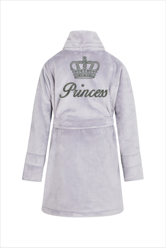 Princess + korona Szlafrok dziecięcy polarowy ByShelly - szary/srebrny