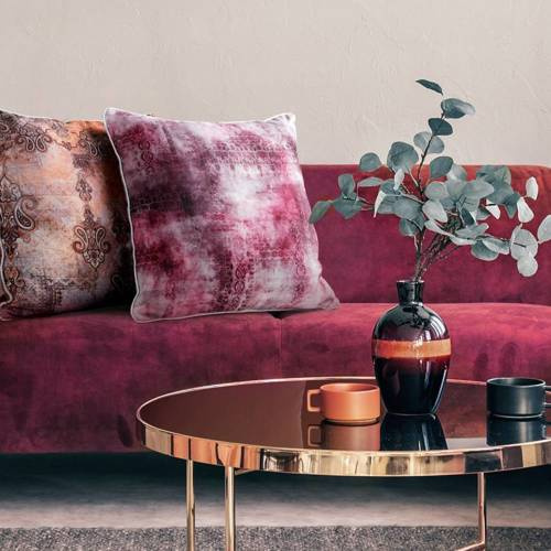 Len 19 Poszewka dekoracyjna z nadrukiem Eurofirany bordowy