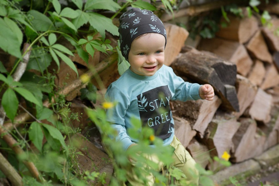 Czapka niemowlęca "Stay Green" Pinokio - grafit druk