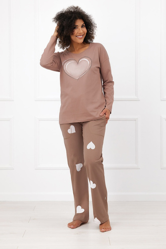 Italian Fashion Mila Piżama damska długa Mega Soft serca kieszenie