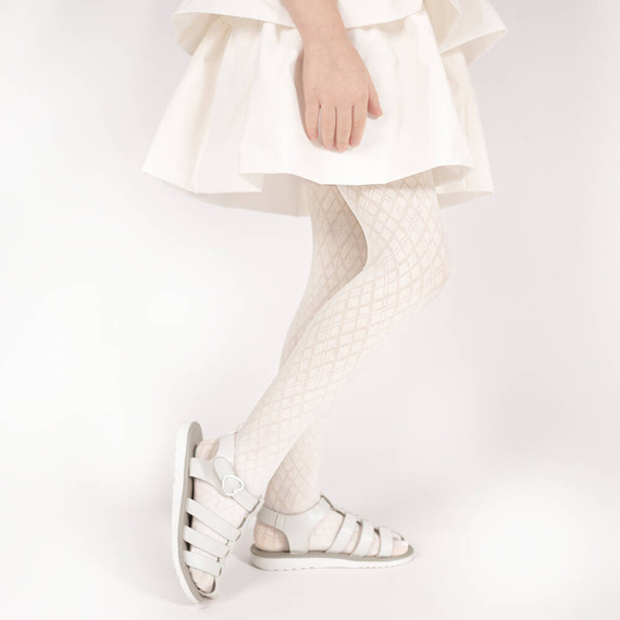 141803 Rajstopy żakardowe W2 Nicol - kremowy