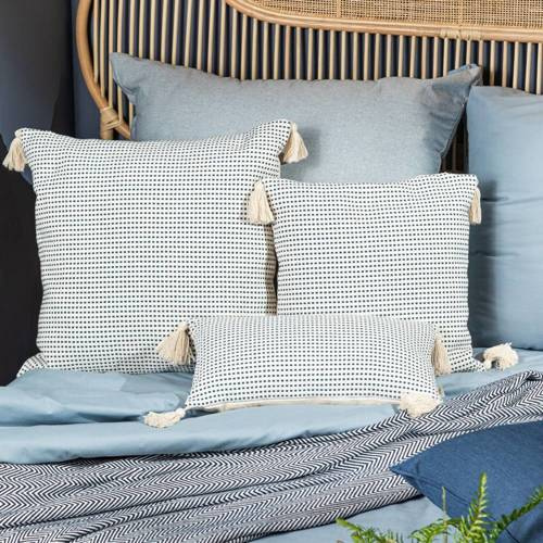 Palermo Poszewka z grubej tkaniny bawełnianej Eurofirany granatowy