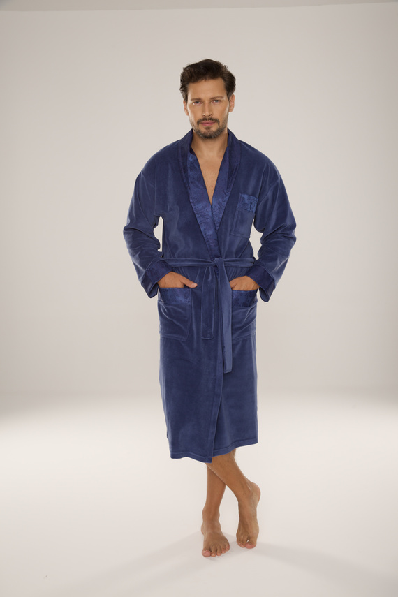 868 Noble Szlafrok męski welurowy De Lafense– elegancki, miękki, premium, jeans