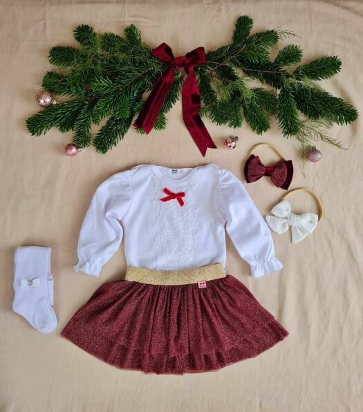 M726T Spódniczka z tiulu Marija - bordowy