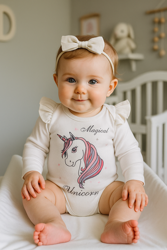 Body z długim rękawem "Unicorn" Terjan - biały