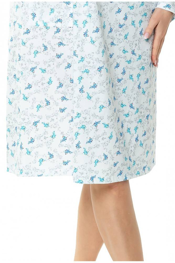 86565 Anna koszula nocna z rozpinanym dekoltem Mewa biały-turkus