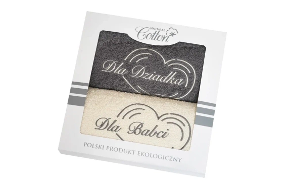 Dla Babci i Dziadka komplet ręczników w pudełku Extrapościel kremowy/szary jasny