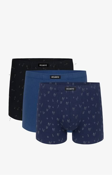3MH-025 A'3 Bokserki męskie Atlantic czarny-niebieski-c.niebieski
