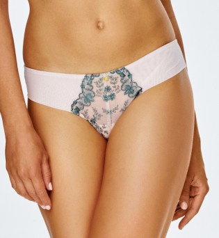 2550/2552 Figi Lupoline – beżowe z zielonym wzorem i transparentną siateczką