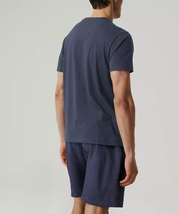 Atlantic NMP-381 męska piżama letnia bawełna peach effect niebieska