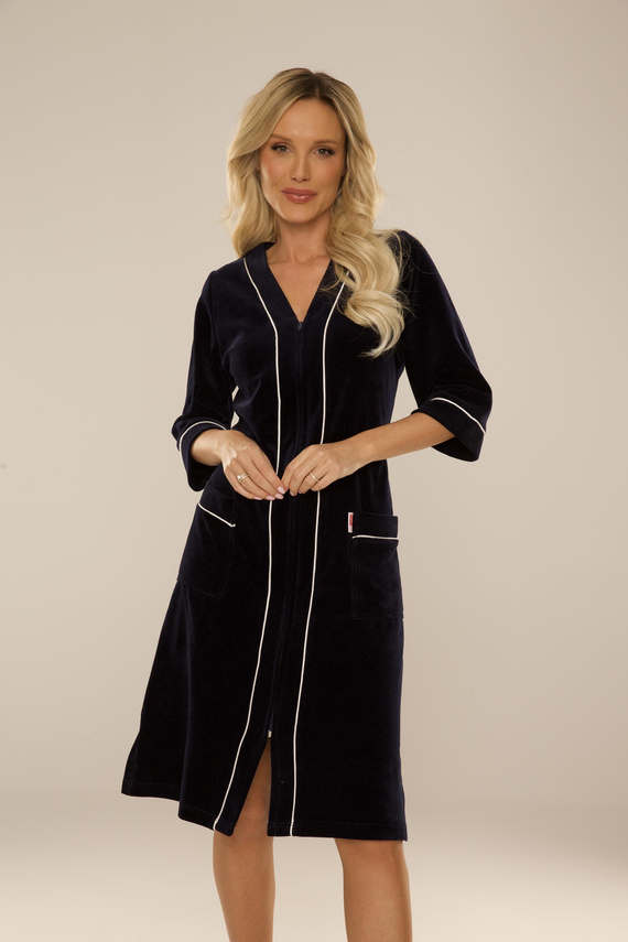 974 / 352 Welur Szlafrok damski Forex - granat