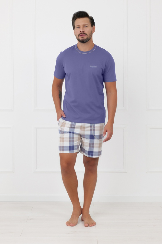 Piżama męska Juno Italian Fashion 100% bawełna krótki rękaw szorty-jeansowa