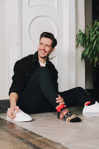 035 Zakostki Męskie  Asymetryczne More - czarny 007