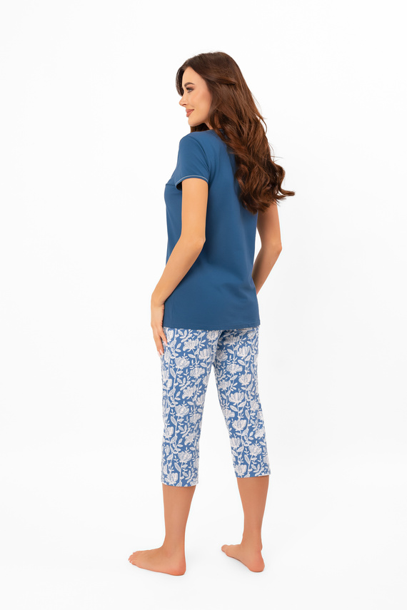 Piżama damska Boma – krótki rękaw, spodnie 3/4, bawełna Italian Fashion - jeans/druk