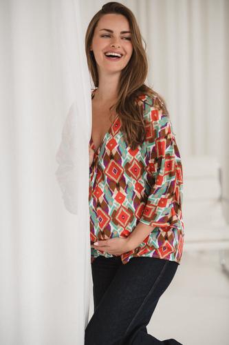 Bahama Mama Bluzka ciążowa do karmienia Milk&Love w print Boho– wiskoza, rękaw 3/4, oversize