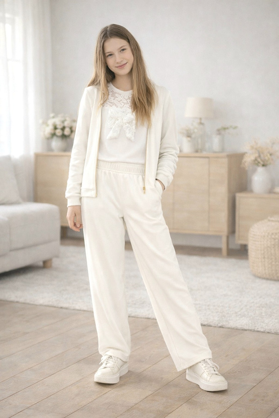 Bluzka dziewczęca Eliza Bambarillo koronka kokarda elegancka