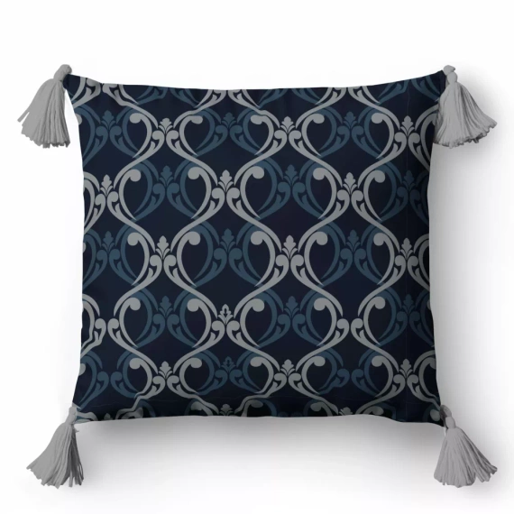 5402 B Poszewka dekoracyjna ornamenty Panama 58 Detexpol granatowy