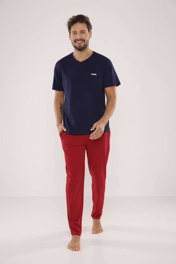 624 Kevin Piżama Męska Forex - granat-bordo