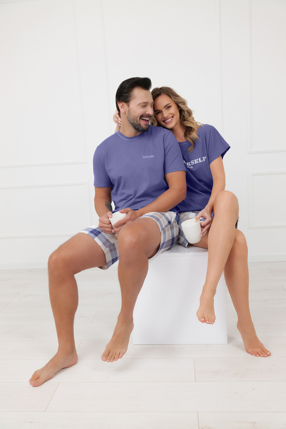 Piżama damska Rima Italian Fashion 100% bawełna krótki rękaw szorty-jeansowa