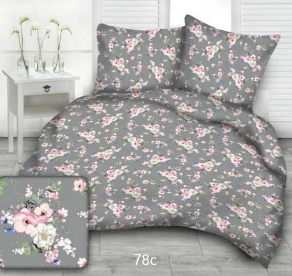 78c Pościel z kory kwiat jabłoni listki Karo grafitowy