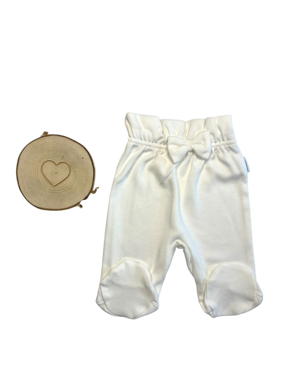 Półśpiochy niemowlęce z wysokim stanem Mamatti PG15216 – ecru gładkie, bawełniane