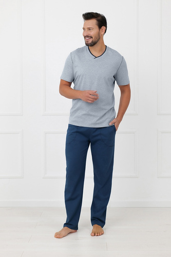 Piżama męska Devon Italian Fashion bawełniana długie spodnie-melanż