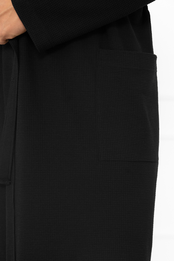 Bono szlafrok męski Italian Fashion czarny – z paskiem, tłoczony wzór, elegancki i wygodny