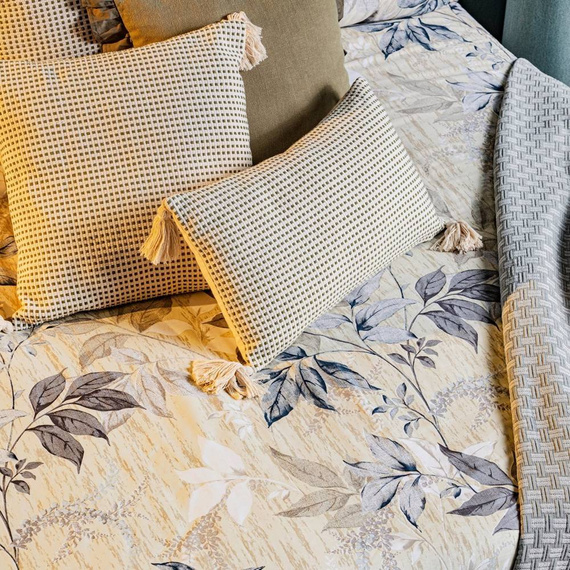 Montenegro Poszewka z grubej tkaniny bawełnianej Eurofirany oliwkowy