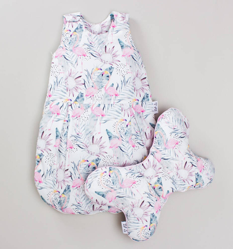 LUL-0036 Flamingi Śpiworek niemowlęcy z poduszką Luli Lu 