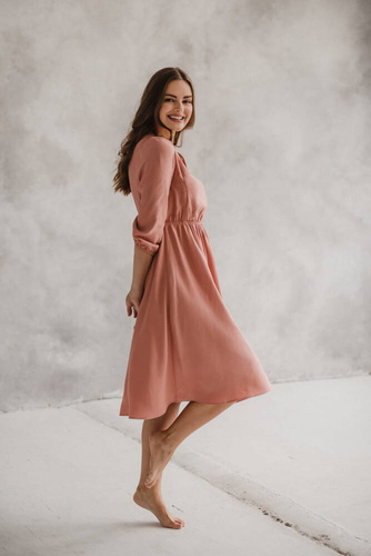 Lovely Dress Midi rękaw 3/4 sukienka ciążowa i do karmienia Milk&Love herbal rose