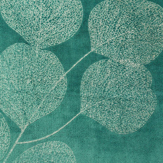 Ginko 2 Koc narzuta z mikrofibry z błyszczącym nadrukiem liści Eurofirany miodowy