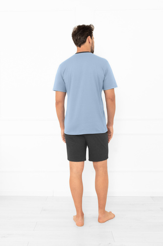 Juliusz Piżama męska Italian Fashion stalowa – krótka, bawełna, elegancka