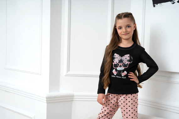 Bonilla Piżama dziewczęca Italian Fashion - czarny/druk 