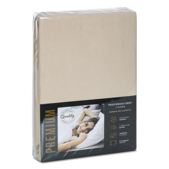 Prześcieradło jersey 4 na wysoki materac Eurofirany beżowy