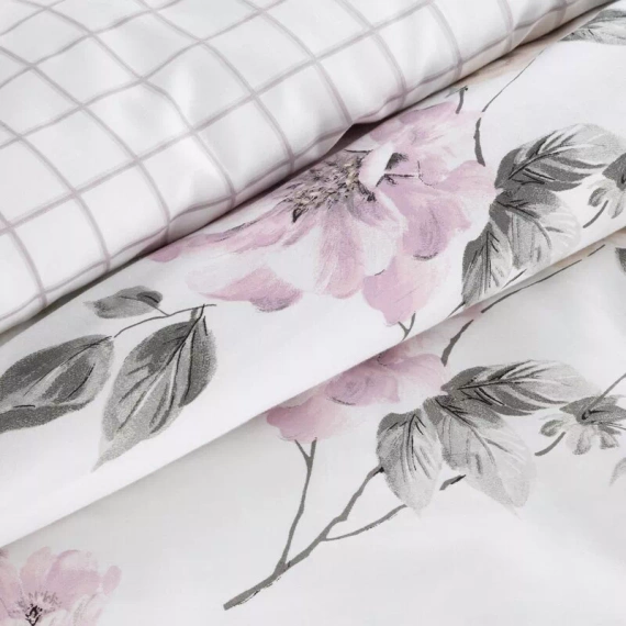 Spring 31 Kwiaty pościel satynowa Eurofirany biały/fioletowy