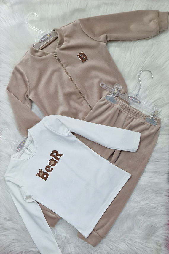 Bluzka dziecięca Bear Bambarillo ecru | Bawełniana, długi rękaw