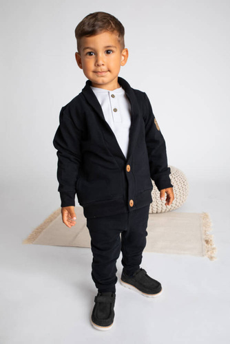 169560 Bluza dresowa marynarka "Mix" Nicol - czarny