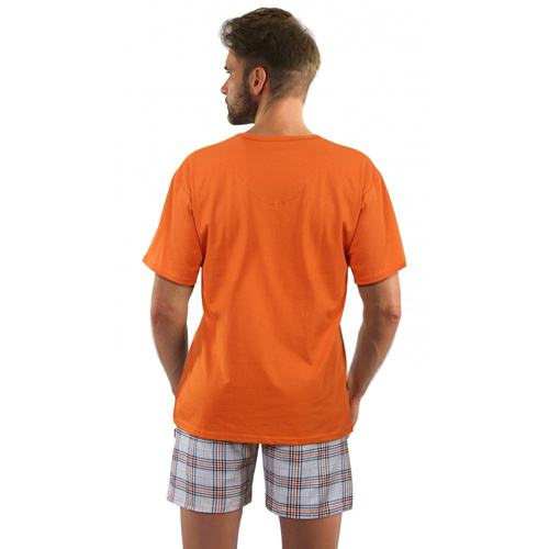 2379/29 Piżama Męska, krótki rękaw i spodenki Sesto Senso - pomarańczowy