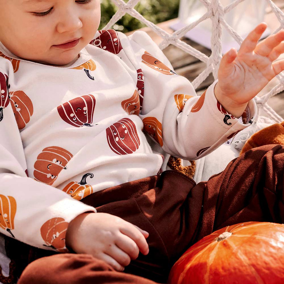 Body niemowlęce Halloween Eevi – ecru, dynie, bawełna