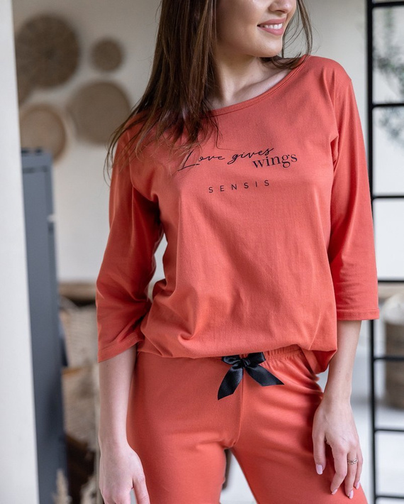 Sensis Hypnotic Piżama damska 3/4  - rudy